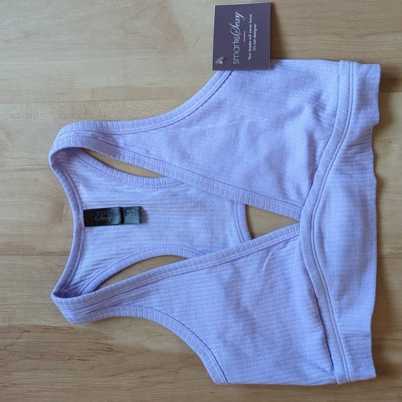 2 New Bralettes Smart & Sexy, S, Cotton & Satin Racerback, pads, stretch, plunge - Picture 5 of 16